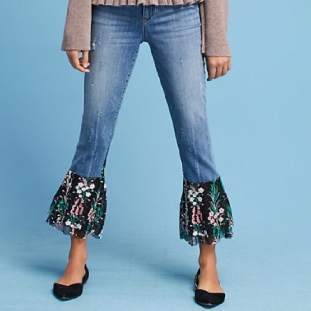 Anthropologie Pilcro Ruffle Hi Waist Jean Size 27